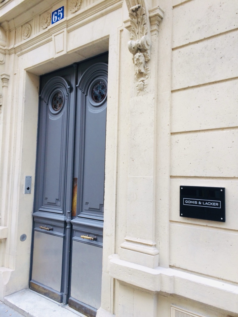 Entrance of GOMIS & LACKER AVOCATS, 65 rue de Prony, Paris